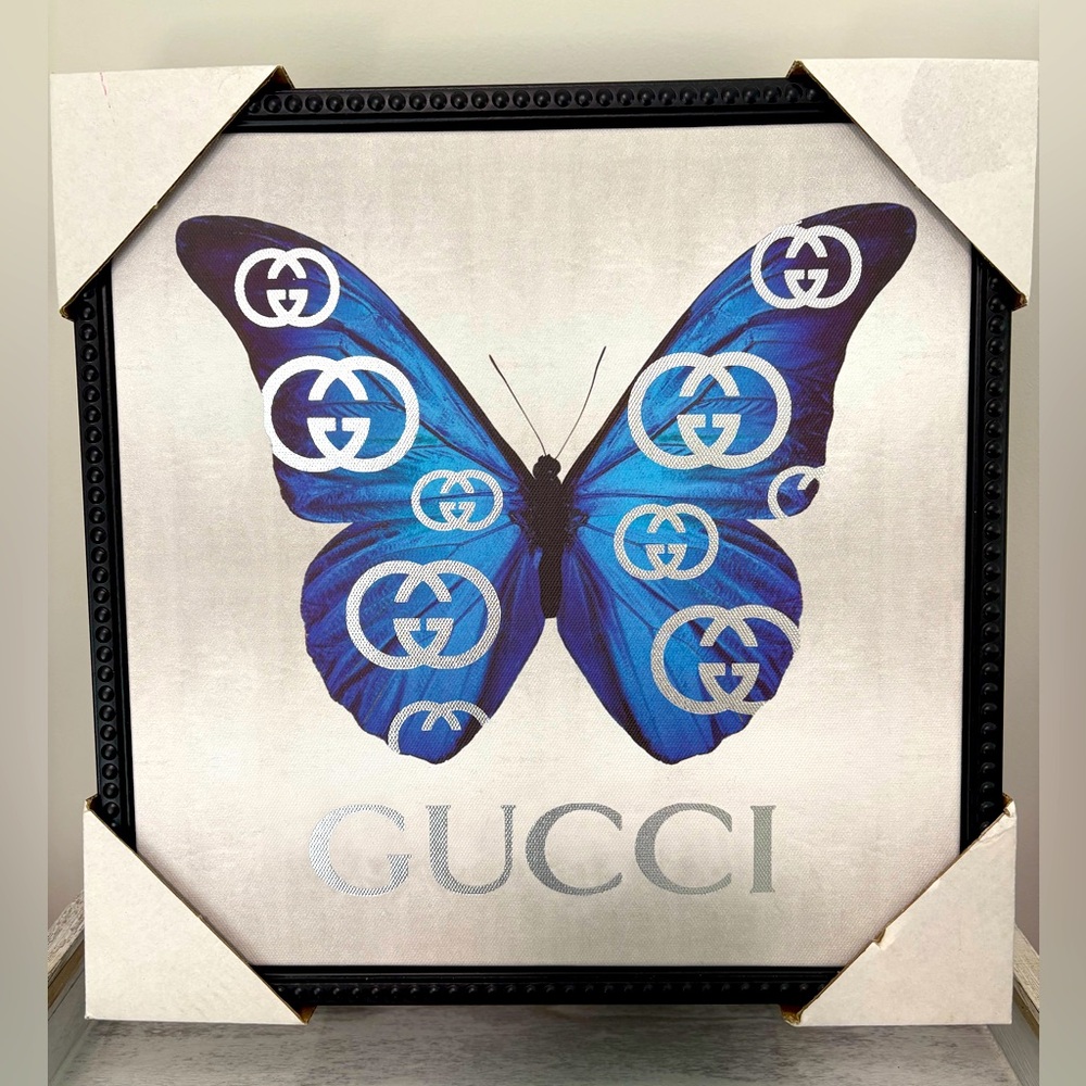 Blue Butterfly Wall Art, Ready to Hang, NIP